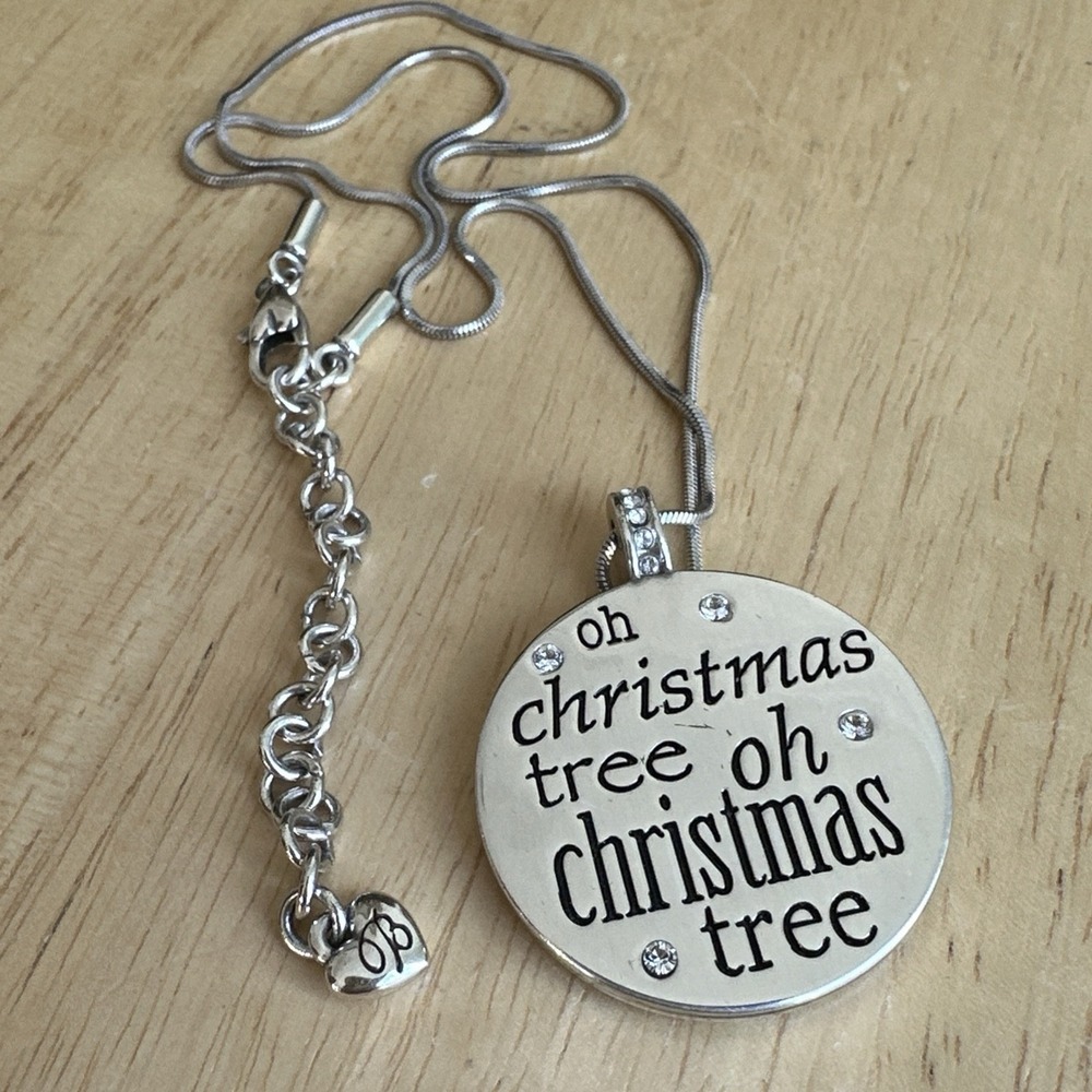 Brighton‎ Reversible Oh Christmas Tree Crystal Pendant Necklace 18.5 Inch Adjust - Picture 3 of 8